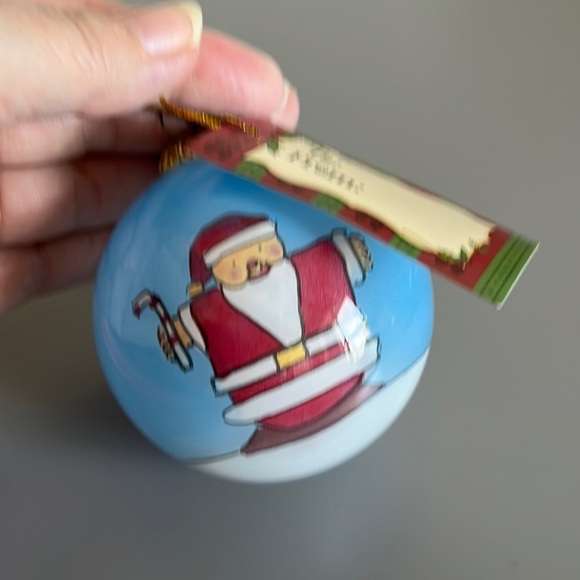 Santa Claus Reverse Hand Painted Glass Ornament Vintage Bulb by Greenbrier Int'l - Picture 4 of 10